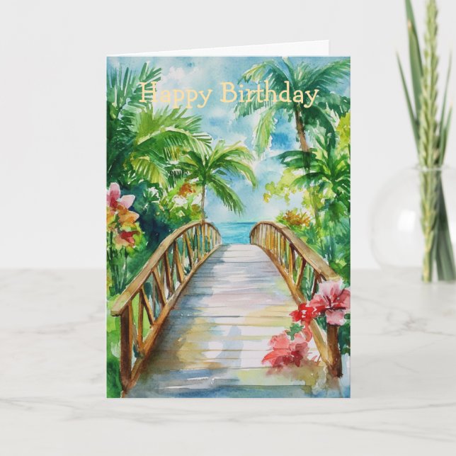 Carte Tropical Bridge Birthday (Devant)