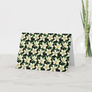 Carte Tropical continu motif fleurs blanches feuille ver