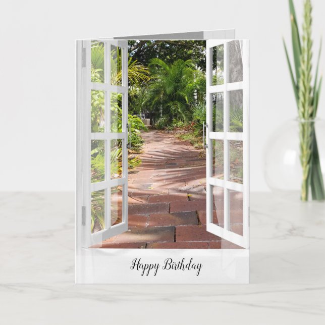 Carte Tropical Garden Path Birthday Card (Devant)