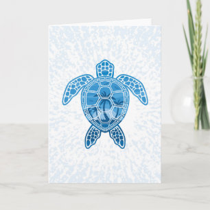 Carte Tropical Island Sea Turtle Design en bleu