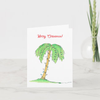 Carte Tropical Palm Tree Merry Christmas Card w/ Lights!