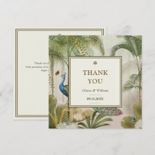 Carte Tropical Peacock Palm Merci de mariage personnalis