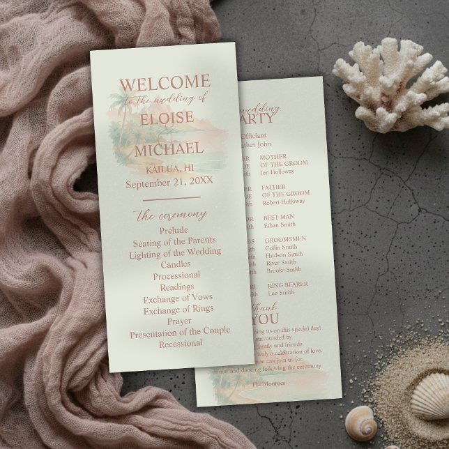 Carte Tropical Sunset Island Wedding Ceremony Program (Tropical Sunset Island Wedding Ceremony Program)