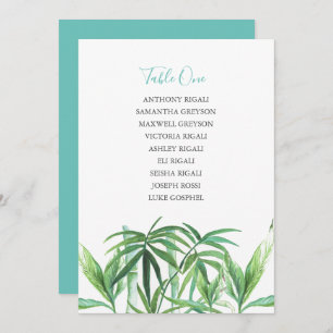 Carte Tropical Wedding Réception Seating Chart