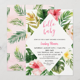 Carte tropicale d'invitation de baby shower de