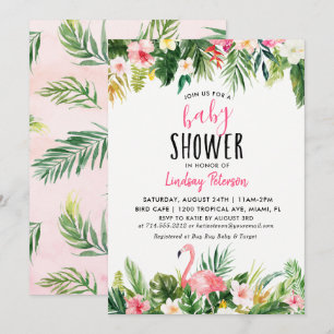 Carte tropicale d'invitation de baby shower de