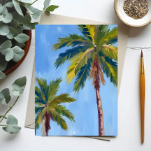 Carte Tropicale Palm Trees Watercolor