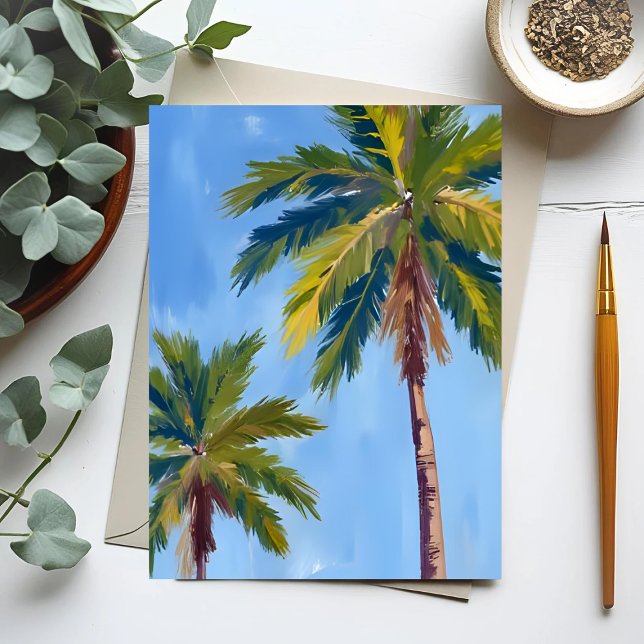 Carte Tropicale Palm Trees Watercolor (Créateur téléchargé)