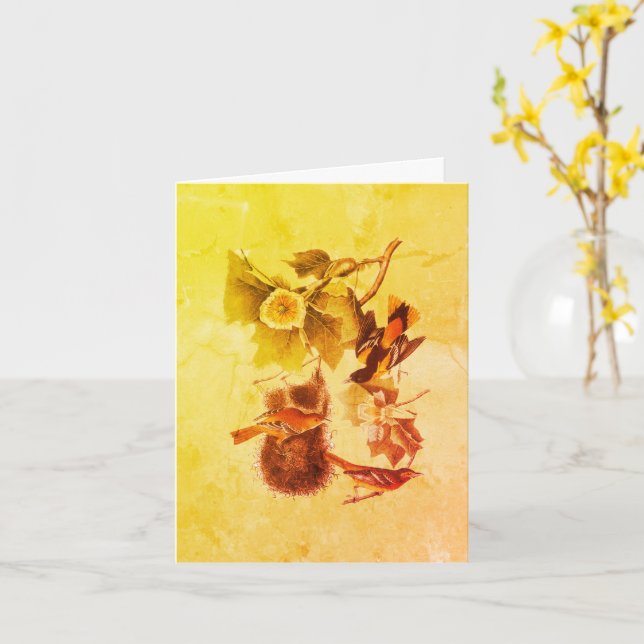 Carte Troupial Oriole Audubon Birds Art Note Card (Fleur jaune)