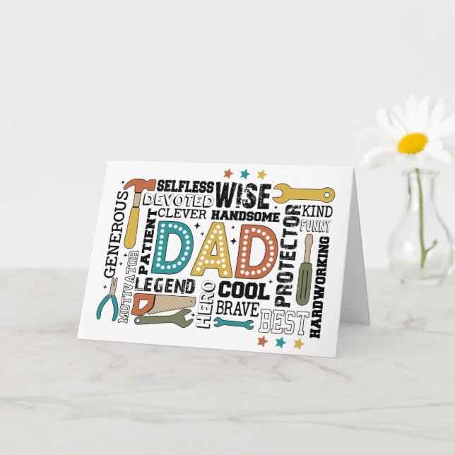Carte Trousse à outils pour papa : Construite avec amour (Petite plante)