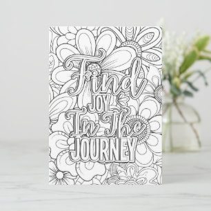 Carte Trouver Joy Doodle Flowers   Colorez votre propre 
