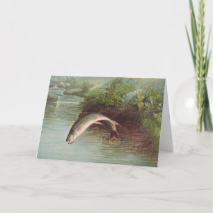 Carte Truite de ruisseau Leaping par S.A. Kilbourne Pois