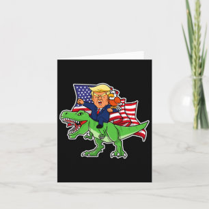 Carte Trump chevauchant un dinosaure Trex drôle Merica P