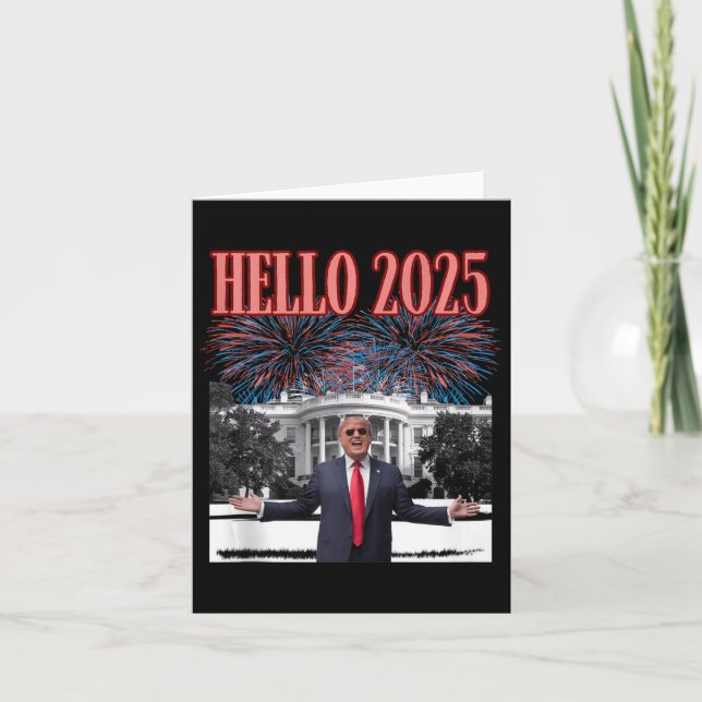 Carte Trump patriotique Bonjour 2025 Nouvel An Républica (Devant)
