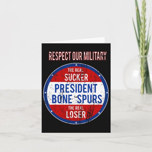 Carte Trump Sucker Loser Nous Respectons Notre Armée (Devant)