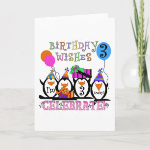 Carte Tshirts et cadeaux d'anniversaire 3ème de Penguins