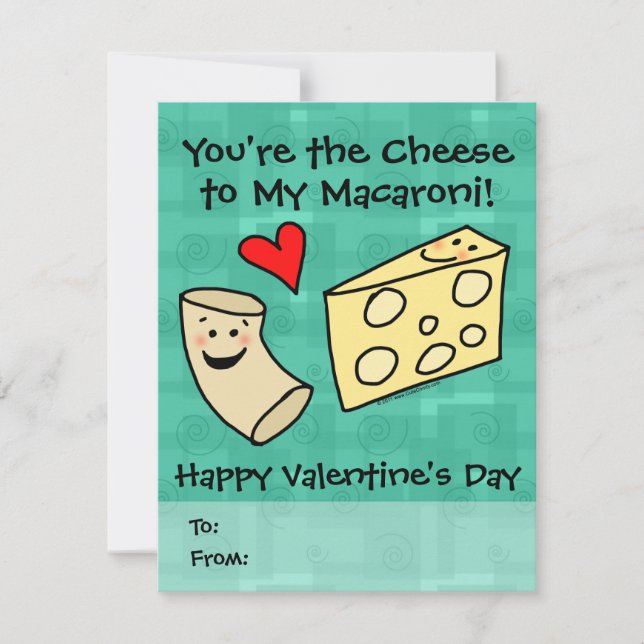 Carte Tu es le fromage à mon Macaroni, mignonne Valentin (Devant)