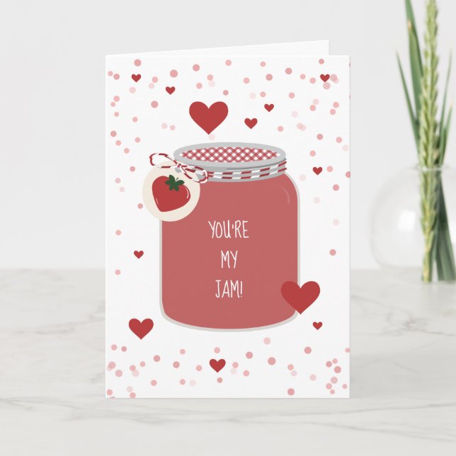 Carte Tu es ma confiture coeurs de fraise Saint Valentin (Devant)