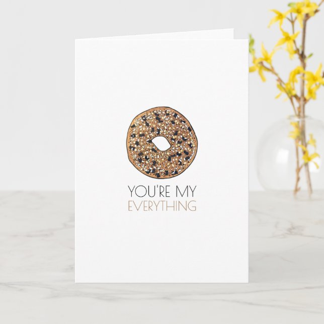 Carte Tu es mon bagel du petit-déjeuner nourriture amour (Fleur jaune)