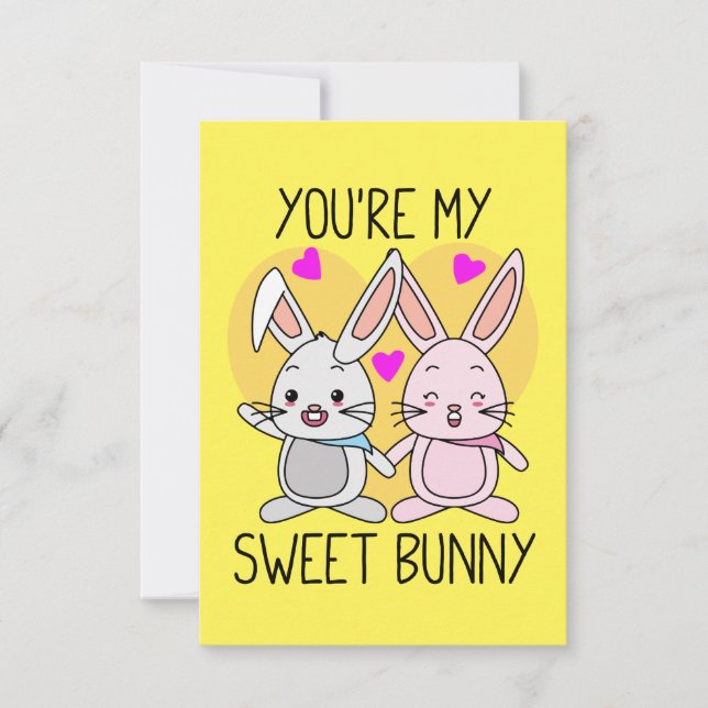 Carte Tu es mon mignon lapin de la Saint-Valentin (Devant)