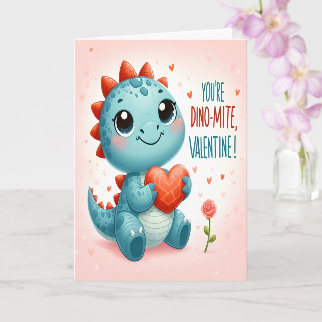 Carte Tu es un Valentin Dinomite Mignon Amour de Dinosau (Orchidée)