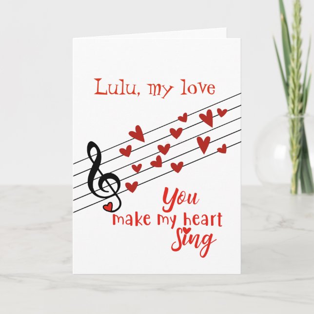 Carte Tu fais chanter mon cœur pour la Saint-Valentin (Devant)