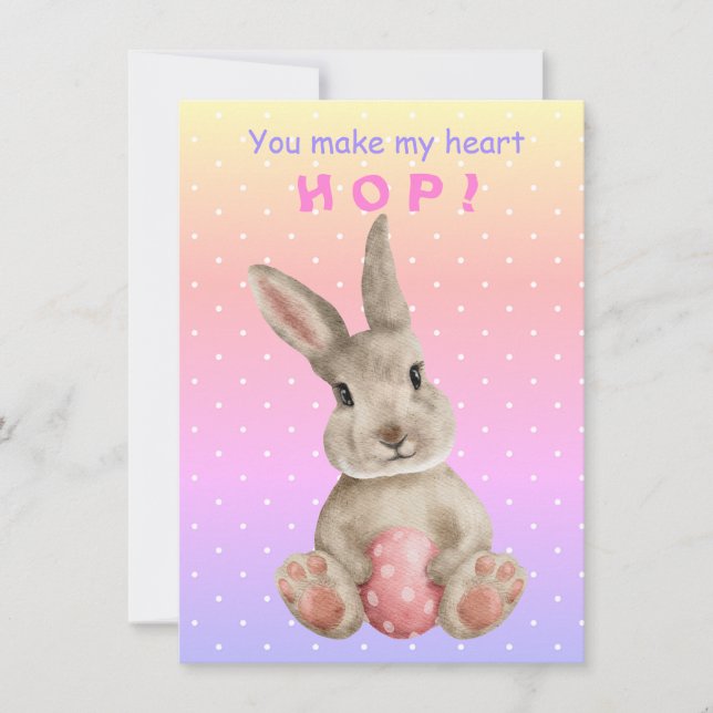Carte Tu Fais Mon Coeur HOP ! Bunnies et pousses (Devant)