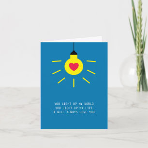 Carte Tu illumines Ma Vie Mon Mot Bulb Coeur Rouge Aimer