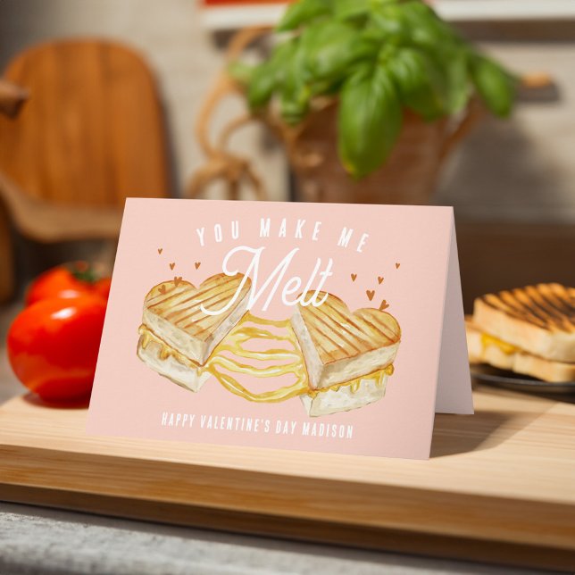 Carte Tu Me Fais Fondre Amusingment Chemise Grillée de l (You Make Me Melt Funny Grilled Cheese Valentine Card)