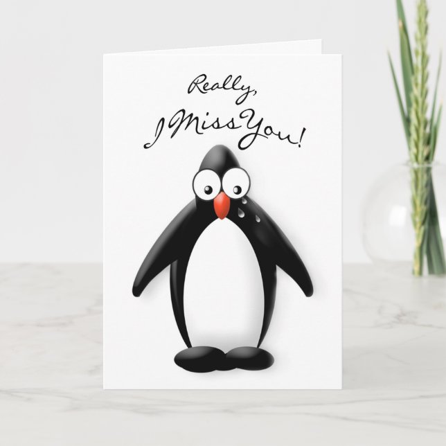 CARTE TU ME MANQUE - COLLECTION DE PINGOUIN - AMOUR (Devant)