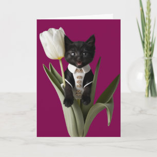 Carte Tulipe de chat noir