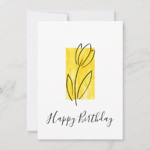 Carte Tulipe dessinée à la main, Aquarelle Jaune Abstrai