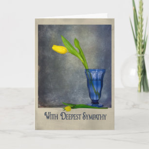Carte tulipe jaune en verre bleu sympathie