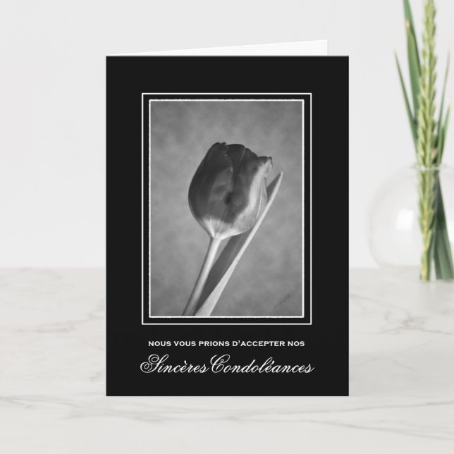 Carte Tulipe noire et blanche classique de sympathie (Devant)