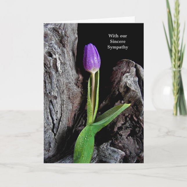 Carte Tulipe pourpre sur bois de chèfle (Devant)
