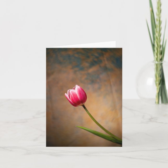Carte Tulipe rose avec une torsion (Devant)