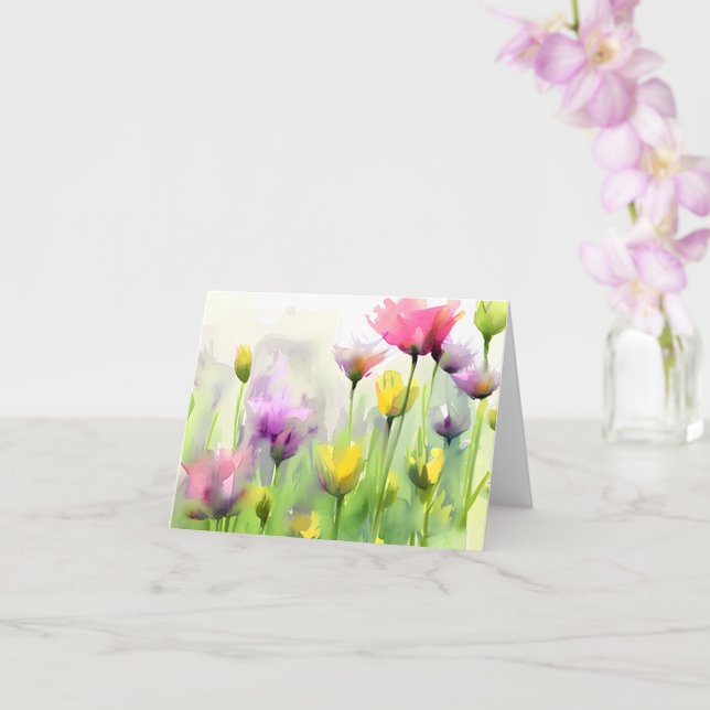 Carte Tulipes aquarelles personnalisables (Orchidée)