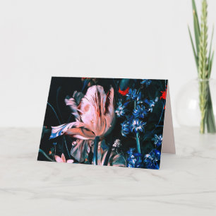 Carte TULIPES BLANCHES ROSES ,CUPIDONS ,FLEURS Anniversa