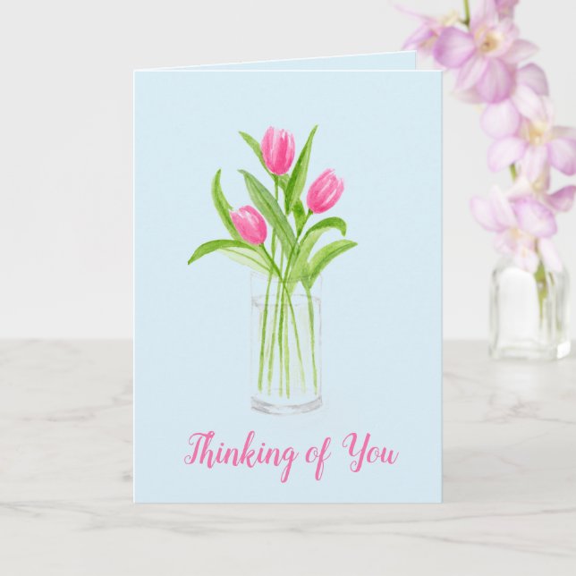 Carte Tulipes dans l'Eau Floral Aquarelle Peinte à la Ma (Orchidée)