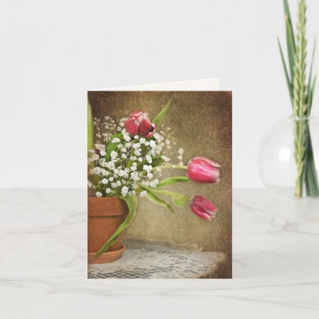 Carte Tulipes dans un pot d'argile (Devant)