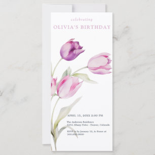 Carte Tulipes d'aquarelle florale violet Lilac