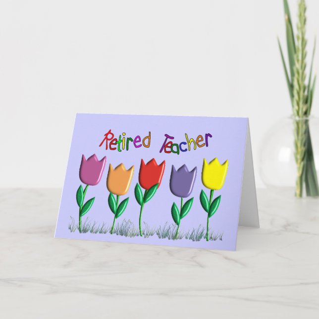 Carte Tulipes enseignantes à la retraite Cadeaux de conc (Devant)