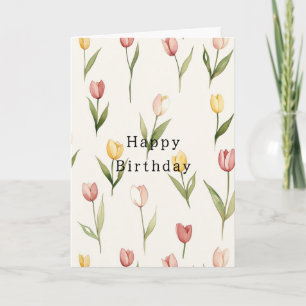 Carte Tulipes Fleurs Anniversaire Jaune Rose