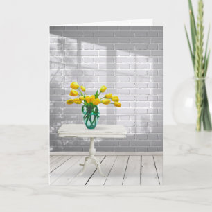 Carte Tulipes jaunes dans l'ombre de la fenêtre