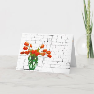 Carte Tulipes orange sur l'anniversaire de la brique