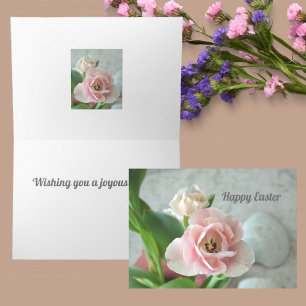 Carte Tulipes Rose Pastel Pâques Personnalisables