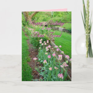 Carte Tulipes roses Cher Ami Joyeux Anniversaire