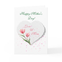 Tulipes roses élégantes et cœur en papier pour la 