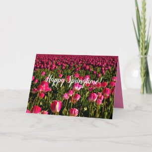 Carte Tulipes roses, salutation de printemps, fleurs ros