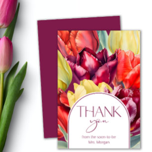 Carte Tulipes rouges et jaunes Merci de douche nuptiale